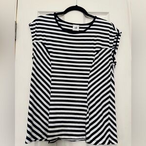 Cabi size small blouse navy and white